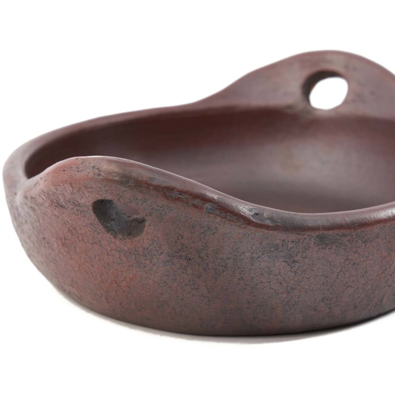 Plat de service artisanal indonésien avec poignées Ovale 25 cm Terre cuite Terracotta The Ethnic 