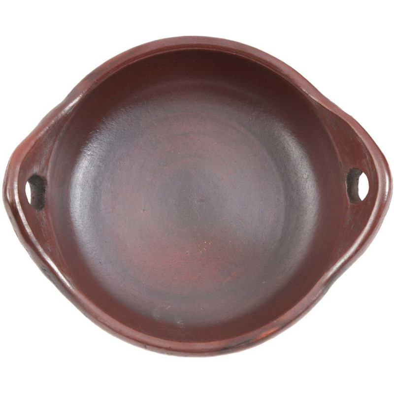Plat de service artisanal indonésien avec poignées Ovale 25 cm Terre cuite Terracotta The Ethnic 