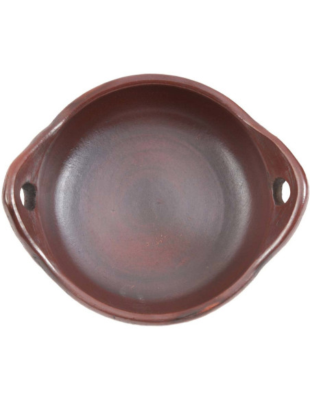 Plat de service artisanal indonésien avec poignées Ovale 25 cm Terre cuite Terracotta The Ethnic 