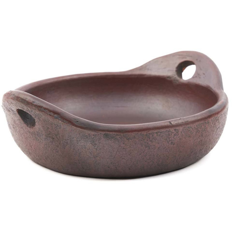 Plat de service artisanal indonésien avec poignées Ovale 25 cm Terre cuite Terracotta The Ethnic 