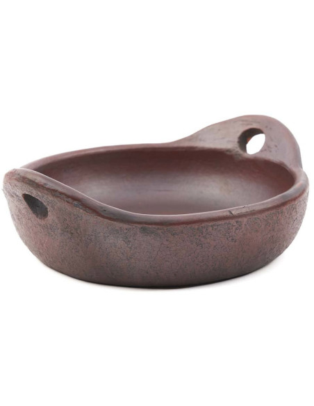 Plat de service artisanal indonésien avec poignées Ovale 25 cm Terre cuite Terracotta The Ethnic 