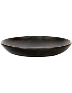 Assiette plate indonésienne Ronde 26 cm Terre cuite Noir The Burned 