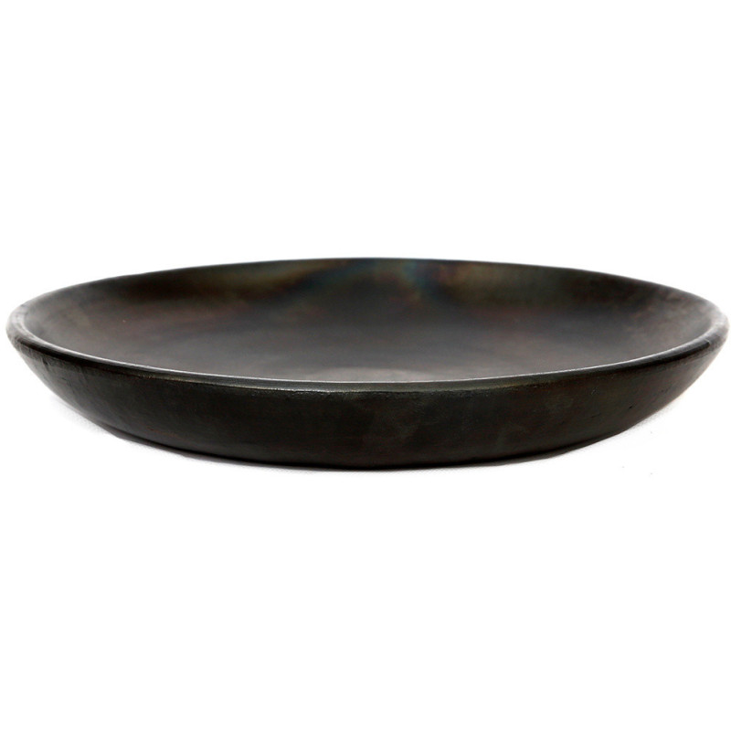 Assiette plate indonésienne Ronde 26 cm Terre cuite Noir The Burned 
