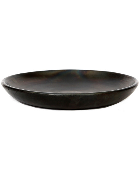 Assiette plate indonésienne Ronde 26 cm Terre cuite Noir The Burned 