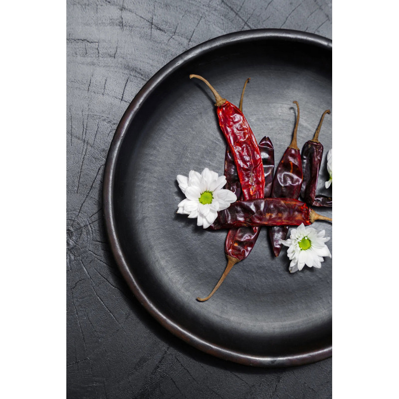 Assiette plate indonésienne Ronde 26 cm Terre cuite Noir The Burned 