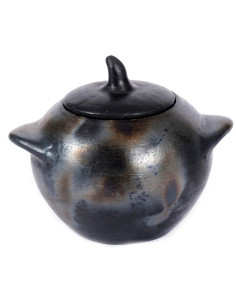 Grand Pot à épices avec couvercle Terre cuite Noir Effet brulé The Burned 
