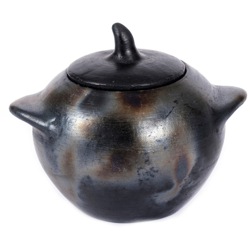 Grand Pot à épices avec couvercle Terre cuite Noir Effet brulé The Burned 