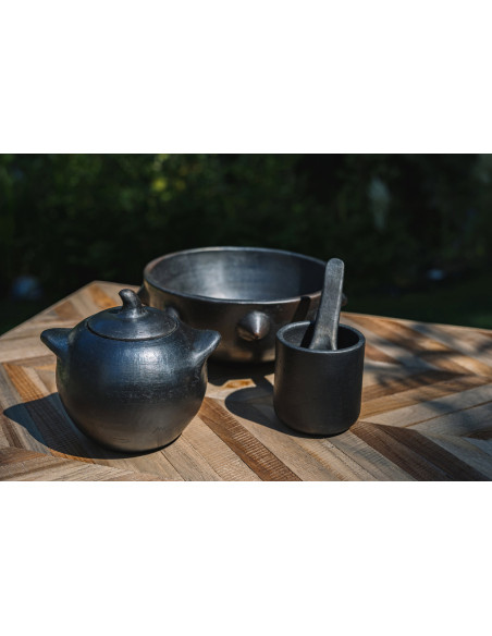 Grand Pot à épices avec couvercle Terre cuite Noir Effet brulé The Burned 