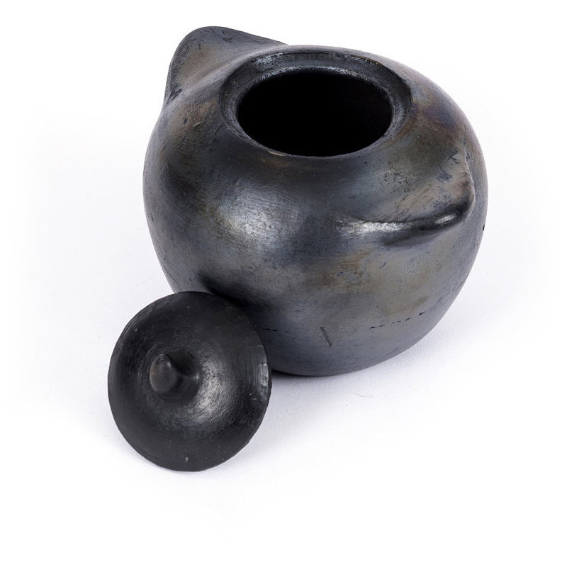 Grand Pot à épices avec couvercle Terre cuite Noir Effet brulé The Burned 