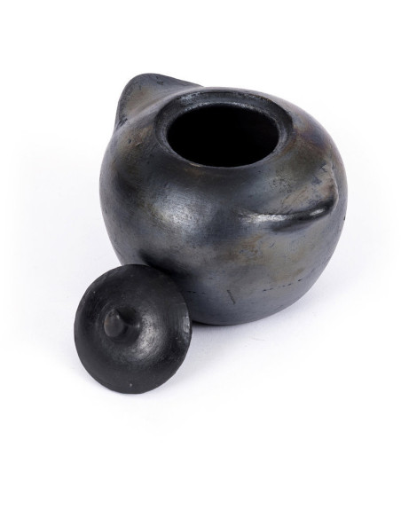 Grand Pot à épices avec couvercle Terre cuite Noir Effet brulé The Burned 