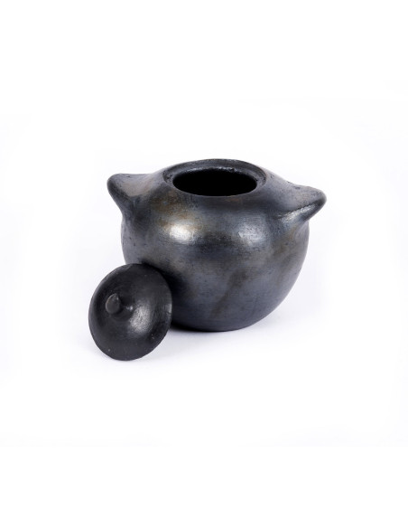 Grand Pot à épices avec couvercle Terre cuite Noir Effet brulé The Burned 