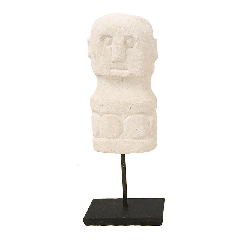 Statuette déco sur pied ethnique Homme Hauteur 17 cm en Grès Naturel Métal Noir The Sumba 