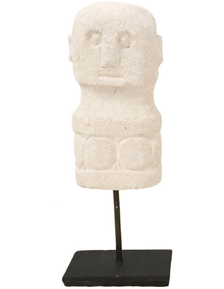 Statuette déco sur pied ethnique Homme Hauteur 17 cm en Grès Naturel Métal Noir The Sumba 