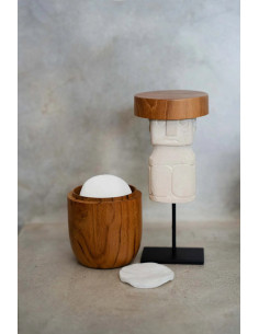 Statuette déco sur pied ethnique Homme Hauteur 17 cm en Grès Naturel Métal Noir The Sumba 