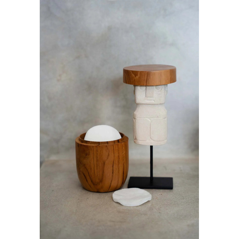 Statuette déco sur pied ethnique Homme Hauteur 17 cm en Grès Naturel Métal Noir The Sumba 