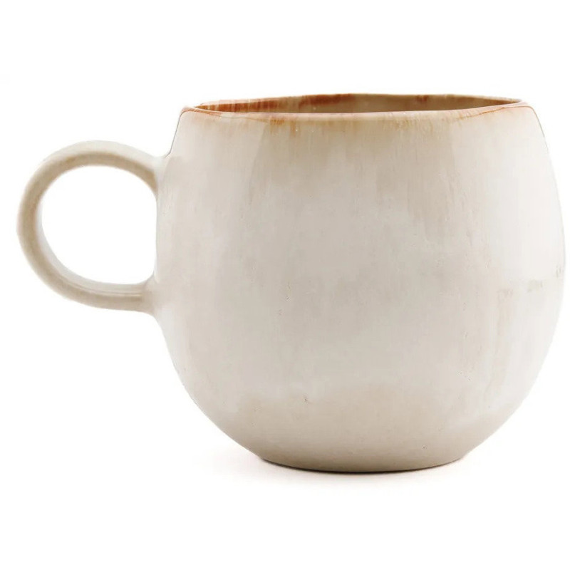 Mug wabi-sabi japandi H 8 cm Grès Blanc Marron The Cascais 