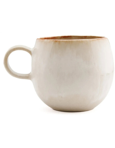 Mug wabi-sabi japandi H 8 cm Grès Blanc Marron The Cascais 