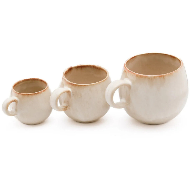 Mug wabi-sabi japandi H 8 cm Grès Blanc Marron The Cascais 