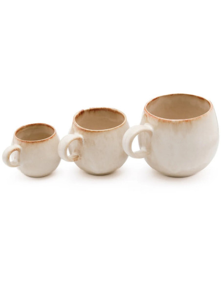 Mug wabi-sabi japandi H 8 cm Grès Blanc Marron The Cascais 