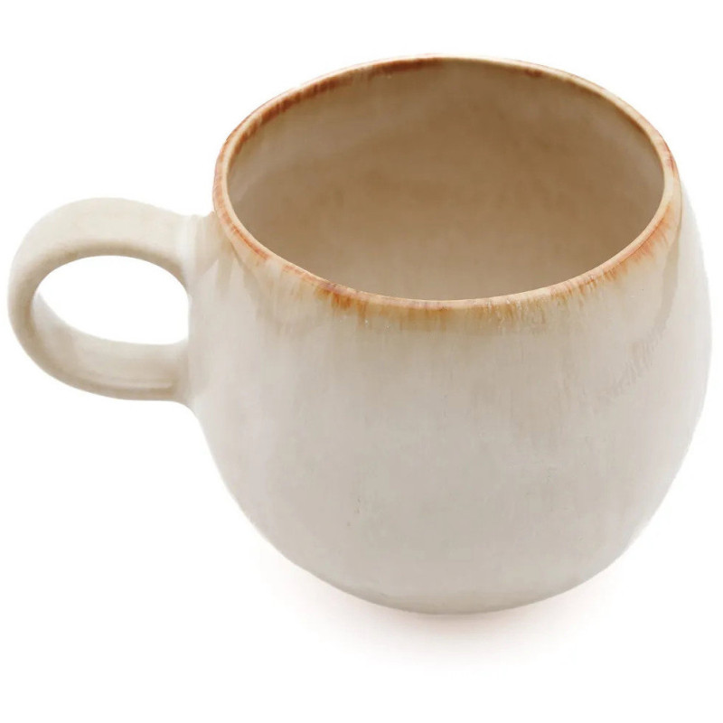 Mug wabi-sabi japandi H 8 cm Grès Blanc Marron The Cascais 