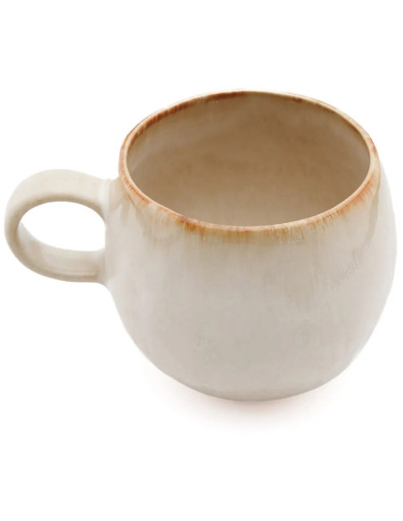 Mug wabi-sabi japandi H 8 cm Grès Blanc Marron The Cascais 
