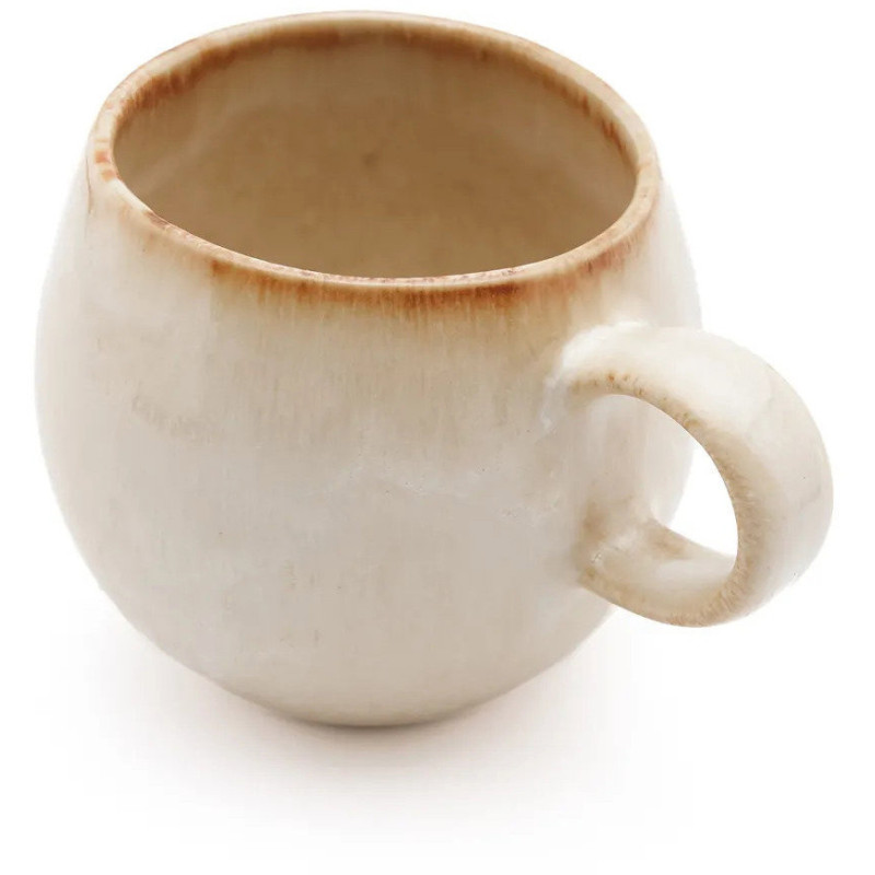 Mug wabi-sabi japandi H 8 cm Grès Blanc Marron The Cascais 