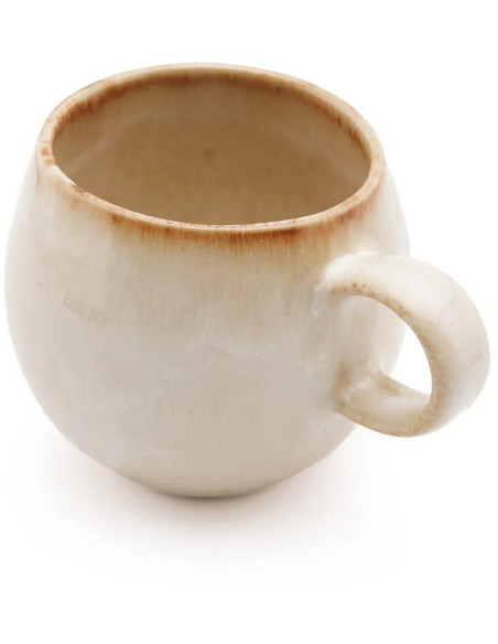 Mug wabi-sabi japandi H 8 cm Grès Blanc Marron The Cascais 