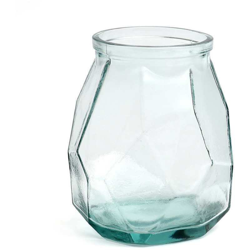 Petit Vase design Bocal Hauteur 19 cm Verre recyclé Bleu Transparent The Wide Origami 