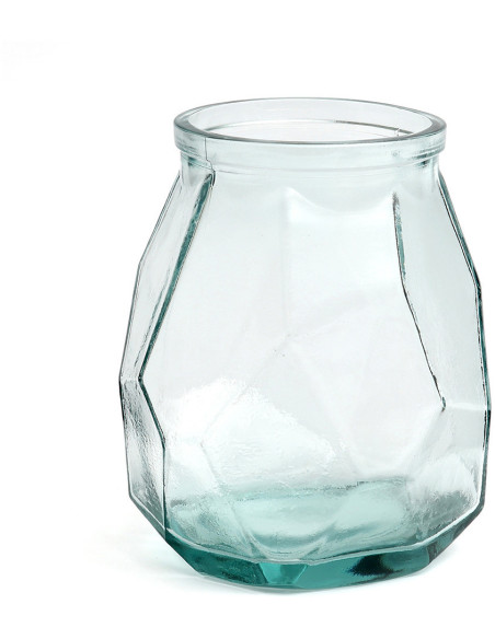 Petit Vase design Bocal Hauteur 19 cm Verre recyclé Bleu Transparent The Wide Origami 