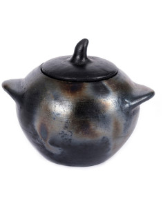 Pot à épices avec couvercle Terre cuite Noir Effet brulé The Burned 