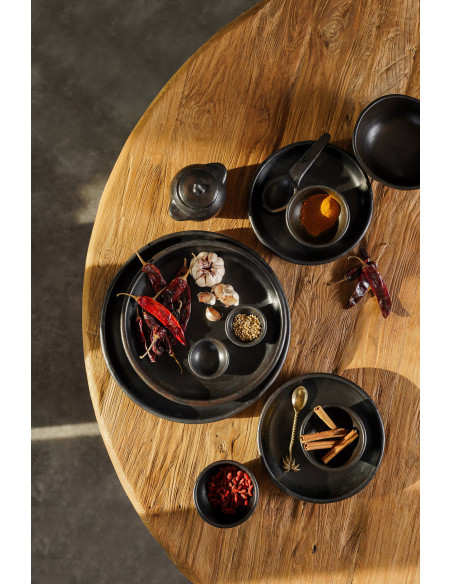 Pot à épices avec couvercle Terre cuite Noir Effet brulé The Burned 