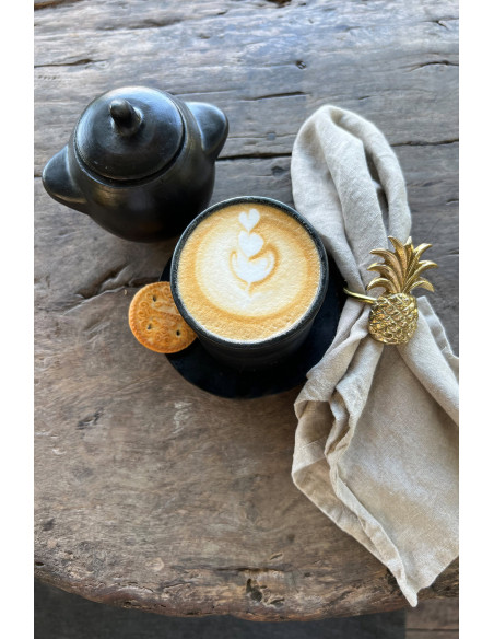 Pot à épices avec couvercle Terre cuite Noir Effet brulé The Burned 