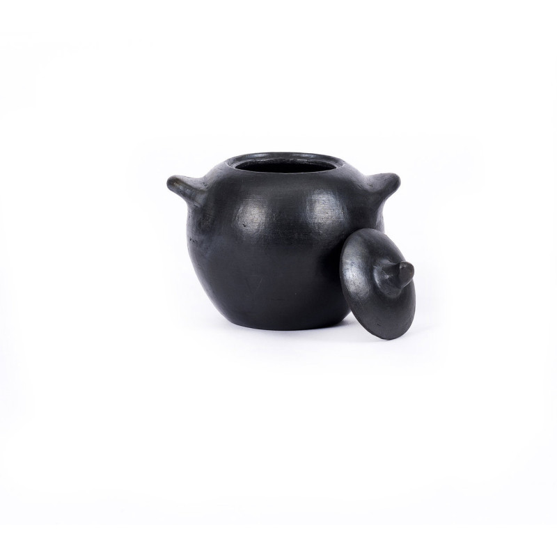 Pot à épices avec couvercle Terre cuite Noir Effet brulé The Burned 