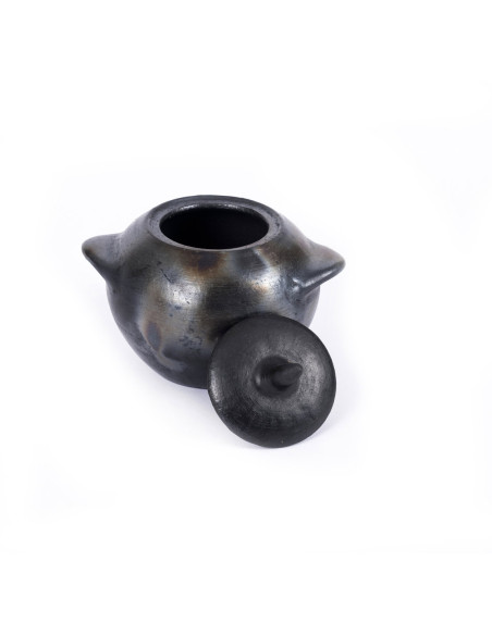 Pot à épices avec couvercle Terre cuite Noir Effet brulé The Burned 