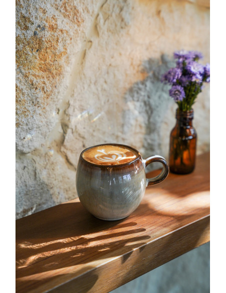 Mug rustique chic H 8 cm Céramique Vert de gris Marron foncé Beige The Comporta 