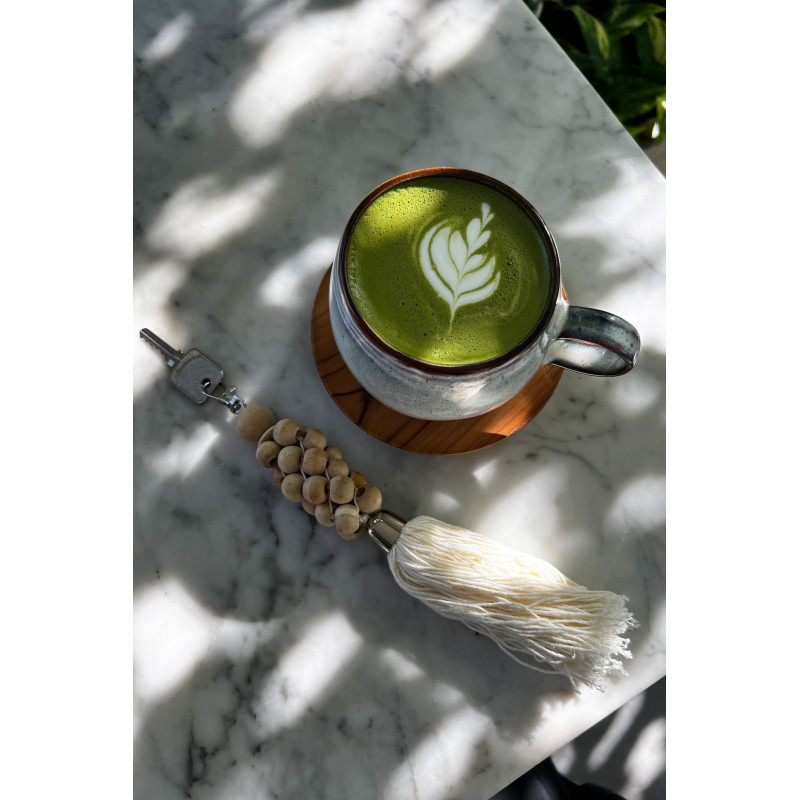Mug rustique chic H 8 cm Céramique Vert de gris Marron foncé Beige The Comporta 