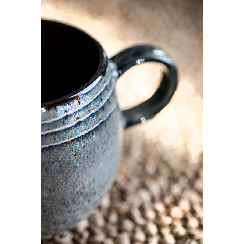 Mug rustique chic H 8 cm Céramique Vert de gris Marron foncé Beige The Comporta 