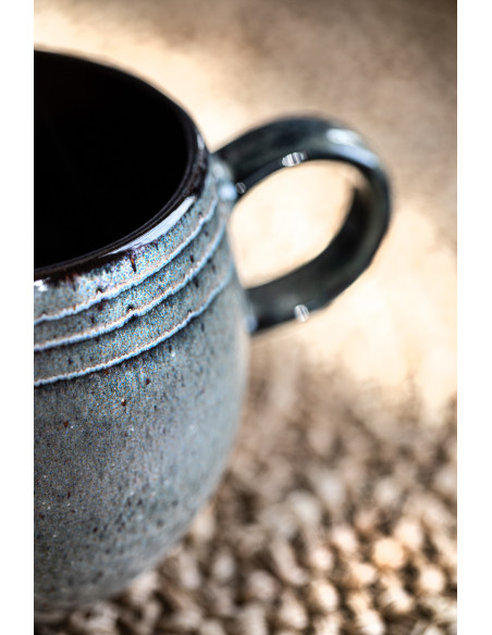 Mug rustique chic H 8 cm Céramique Vert de gris Marron foncé Beige The Comporta 