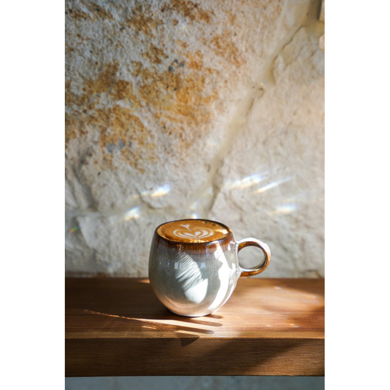 Mug rustique chic H 8 cm Céramique Vert de gris Marron foncé Beige The Comporta 