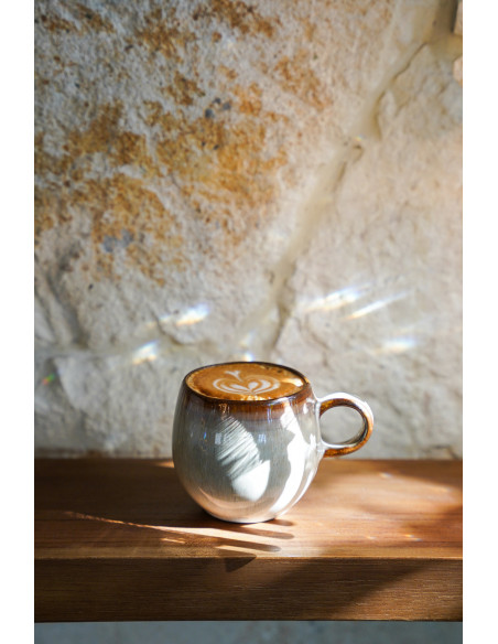 Mug rustique chic H 8 cm Céramique Vert de gris Marron foncé Beige The Comporta 