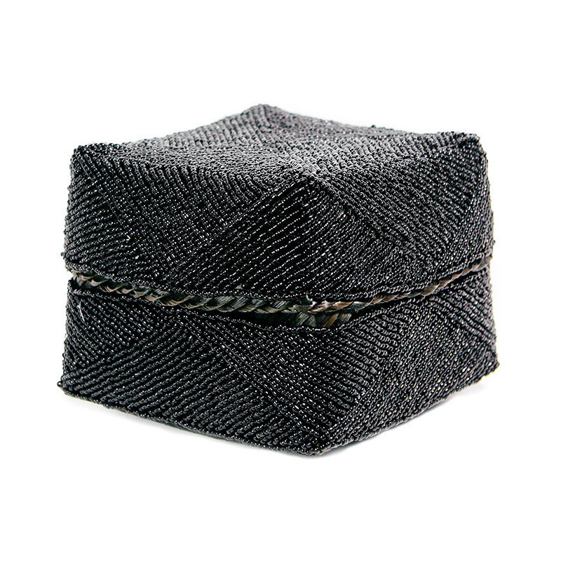 Boite de rangement originale 10 cm en Perle Bambou Noir The Beaded 