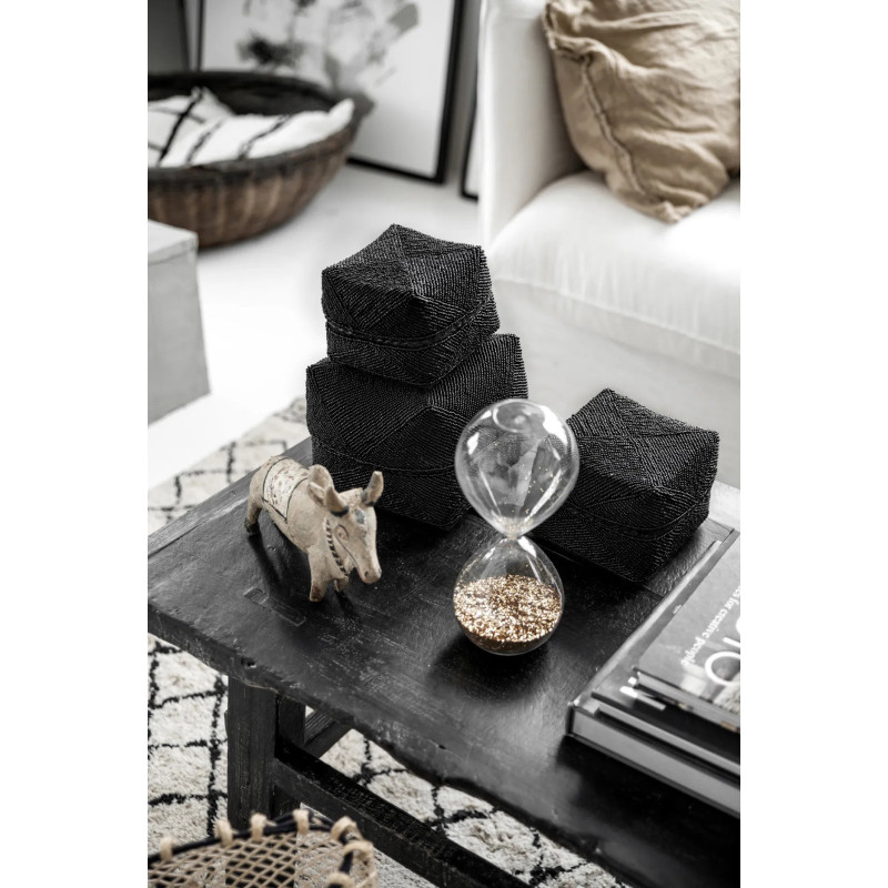 Boite de rangement originale 10 cm en Perle Bambou Noir The Beaded 