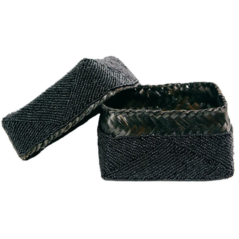 Boite de rangement originale 10 cm en Perle Bambou Noir The Beaded 