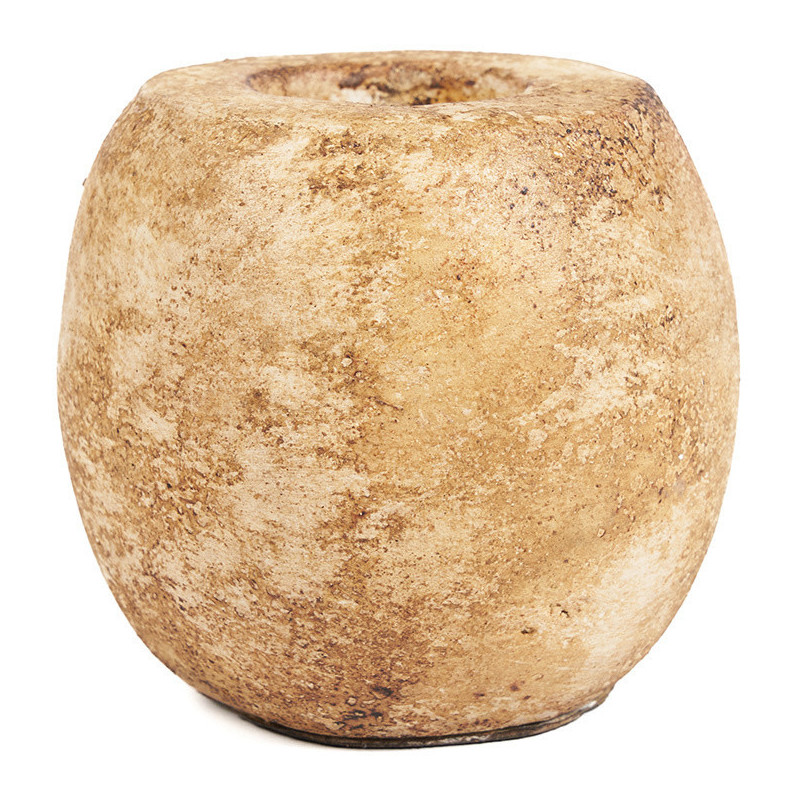 Gros Bougeoir style minéral brut moderne H 12 cm Terre cuite Crème The Cavestone 