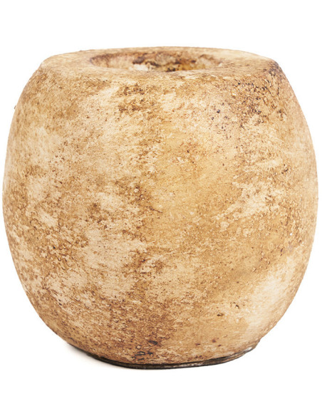 Gros Bougeoir style minéral brut moderne H 12 cm Terre cuite Crème The Cavestone 