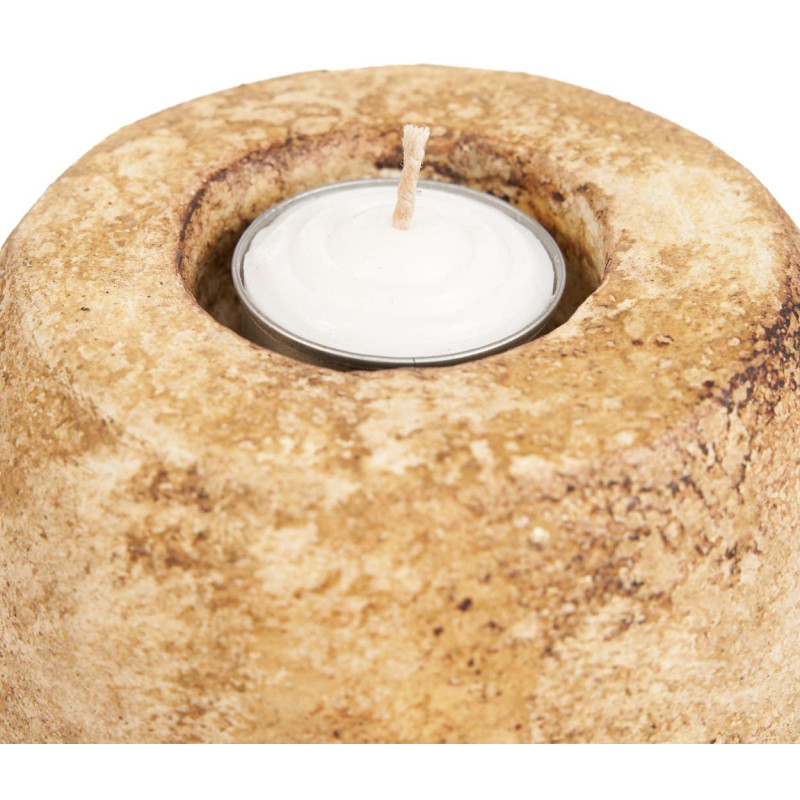 Gros Bougeoir style minéral brut moderne H 12 cm Terre cuite Crème The Cavestone 