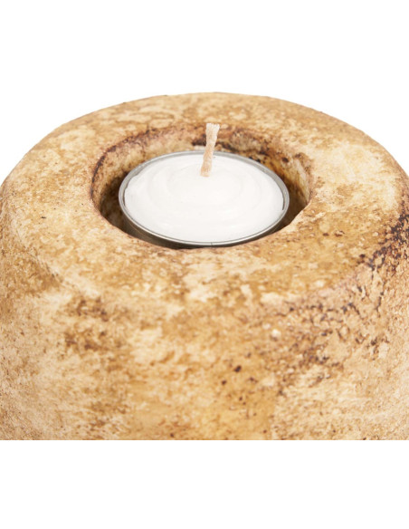 Gros Bougeoir style minéral brut moderne H 12 cm Terre cuite Crème The Cavestone 
