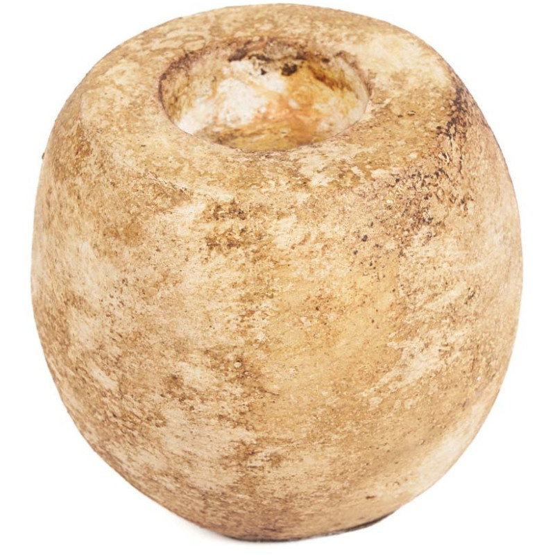 Gros Bougeoir style minéral brut moderne H 12 cm Terre cuite Crème The Cavestone 