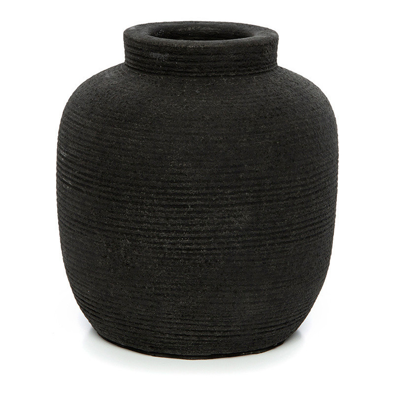 Vase Rond Hauteur 14 cm en Terre cuite Noir The Peaky 