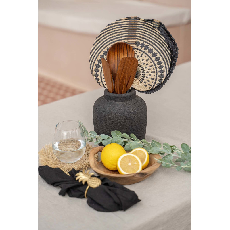 Vase Rond Hauteur 14 cm en Terre cuite Noir The Peaky 